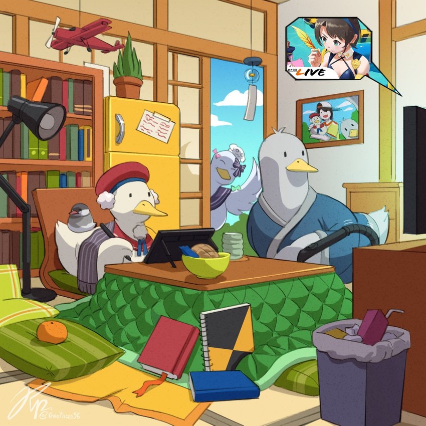 oozora subaru, himemori luna, shigure ui, inuyama tamaki, and maimoto keisuke (hololive and 3 more) drawn by khoaphan96
