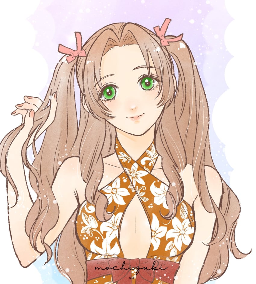 aerith gainsborough (final fantasy and 1 more) drawn by omochi_daisuki
