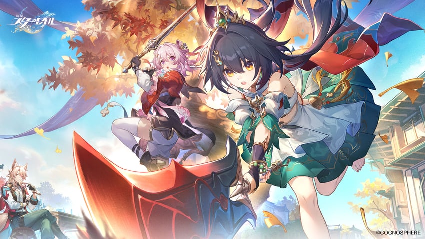 march 7th, yunli, and jiaoqiu (honkai and 1 more)