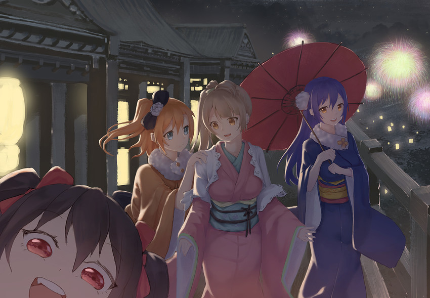 sonoda umi, yazawa nico, minami kotori, and kosaka honoka (love live! and 1 more) drawn by iwry