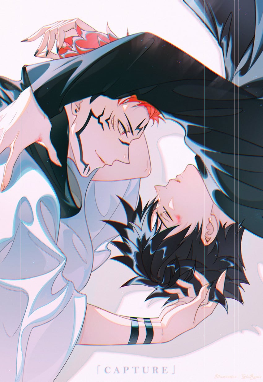 fushiguro megumi and ryoumen sukuna (jujutsu kaisen) drawn by glorenia