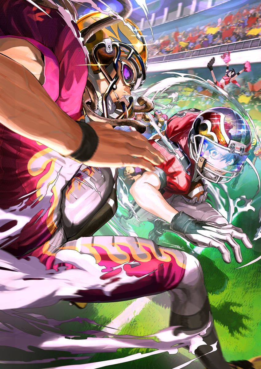kobayakawa sena, taki suzuna, kurita ryokan, kongou agon, juumonji kazuki, and 1 more (eyeshield 21) drawn by ossan_zabi_190