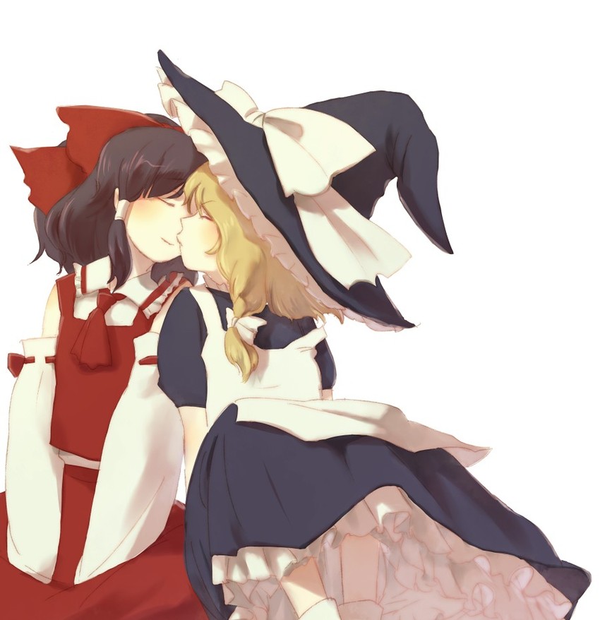 hakurei reimu and kirisame marisa (touhou) drawn by mow_(momom)