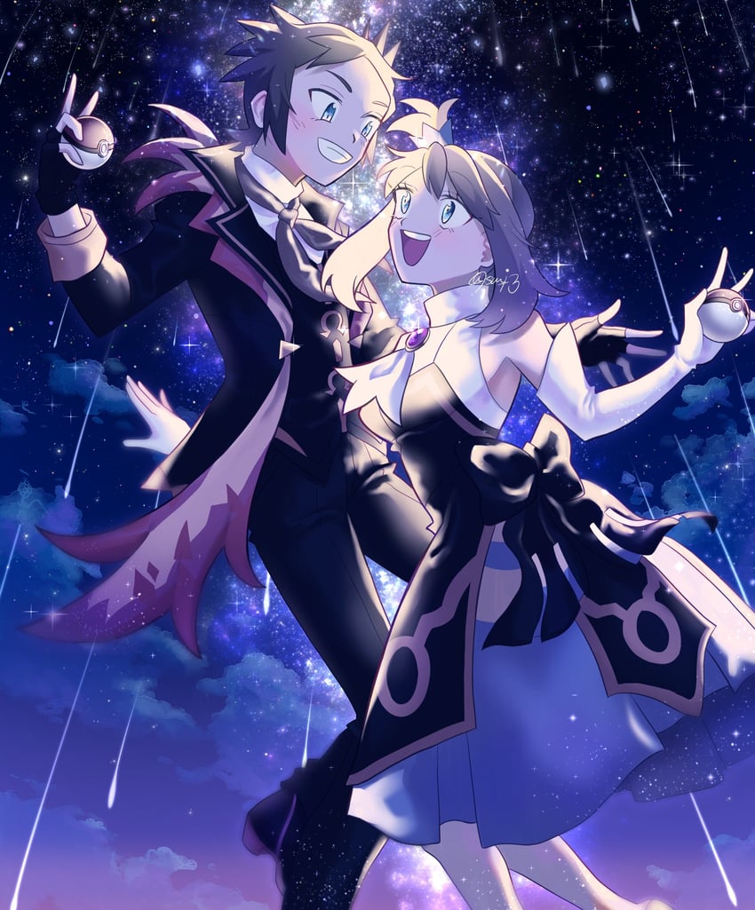 may and brendan (pokemon and 1 more) drawn by sanno_(snn_3)
