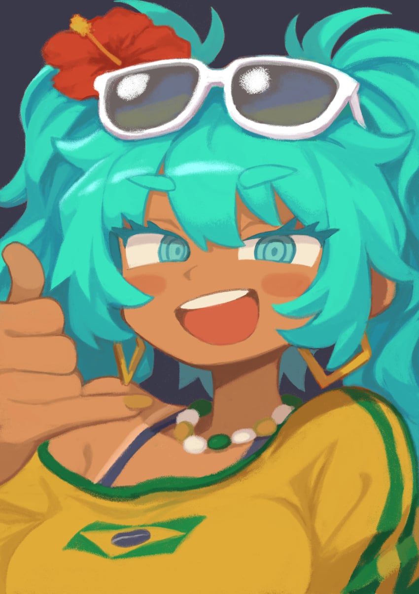 hatsune miku and brazilian miku (vocaloid) drawn by mizuno_(okn66)