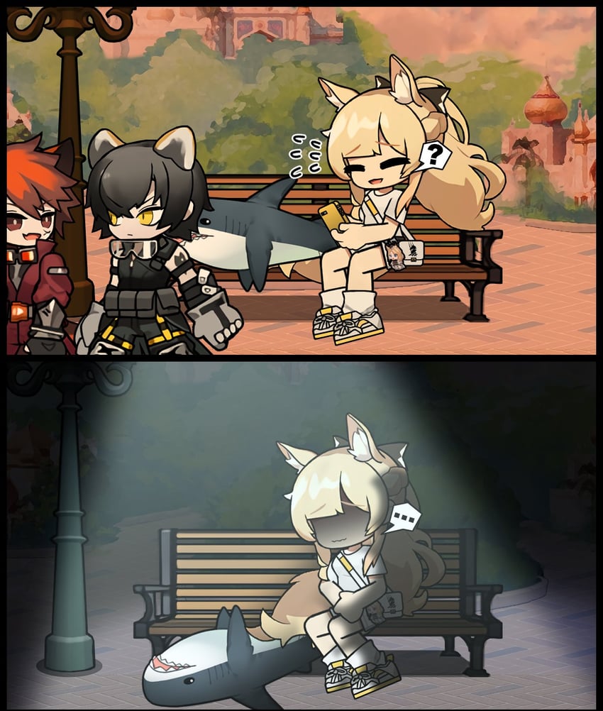 blemishine, broca, and chiave (arknights) drawn by the_mad_mimic