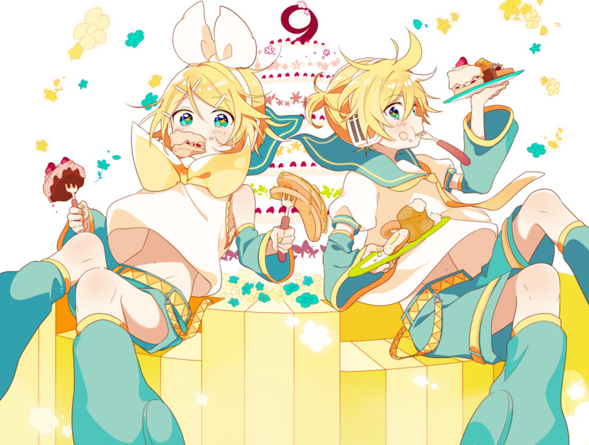 kagamine rin and kagamine len (vocaloid) drawn by 4_(nakajima4423)