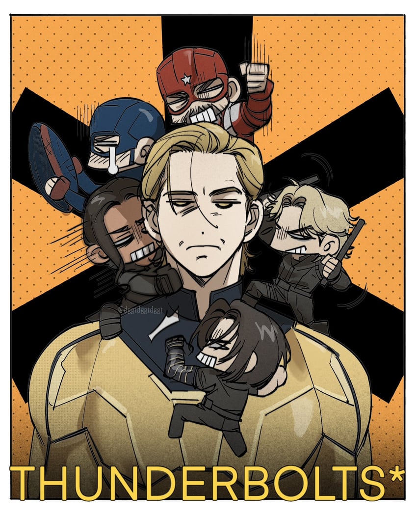 bucky barnes, sentry, yelena belova, john walker, ghost, and 1 more (marvel and 2 more) drawn by yellinoutdggt