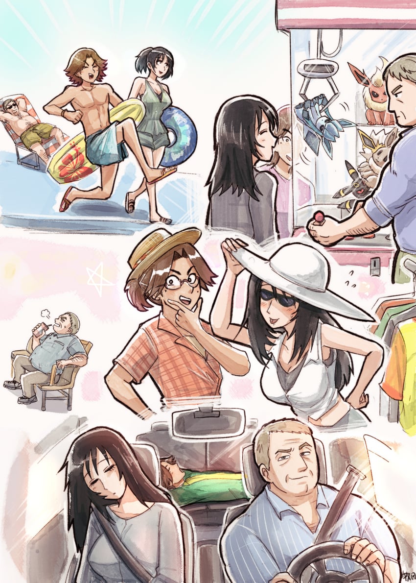 eevee, umbreon, glaceon, flareon, jolteon, and 3 more (pokemon and 1 more) drawn by makita_(mugitya3776)