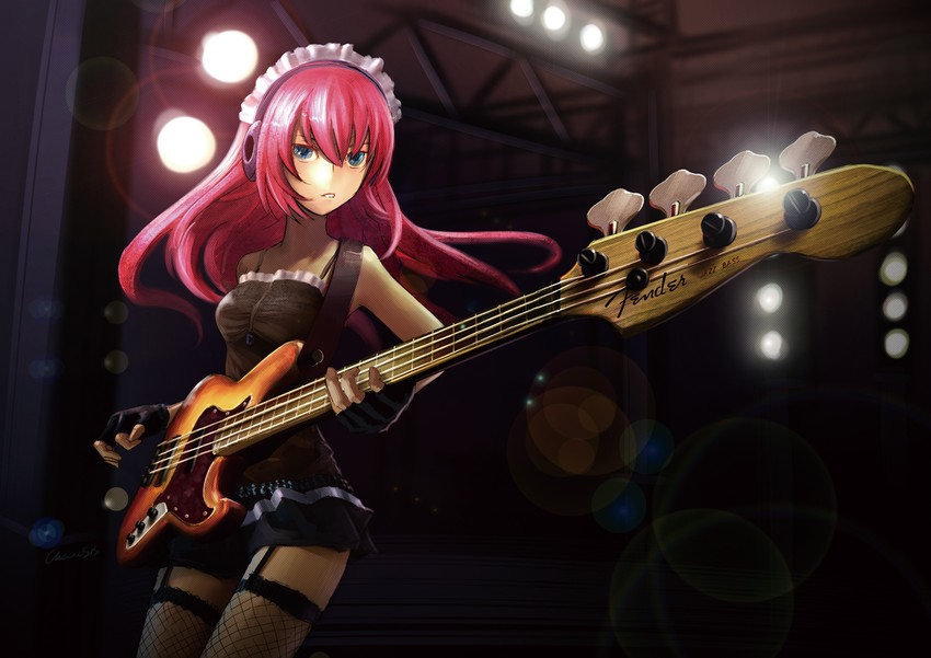 megurine luka (vocaloid and 1 more) drawn by chevasis