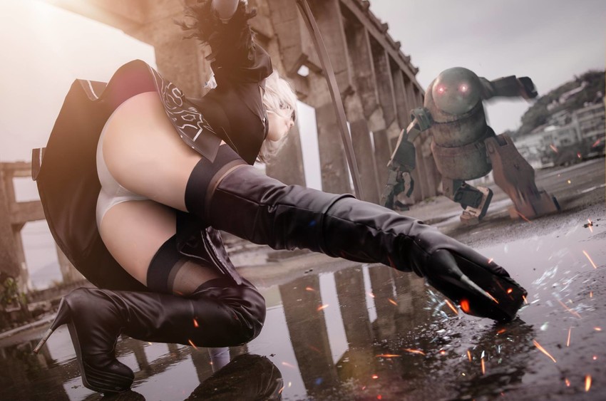 2b and machine (nier and 1 more) drawn by luliice1014