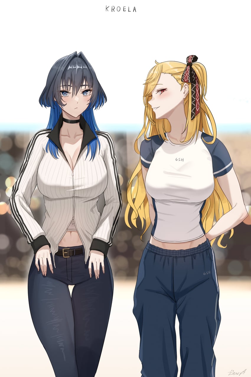 ouro kronii and kaela kovalskia (hololive and 2 more) drawn by zenya