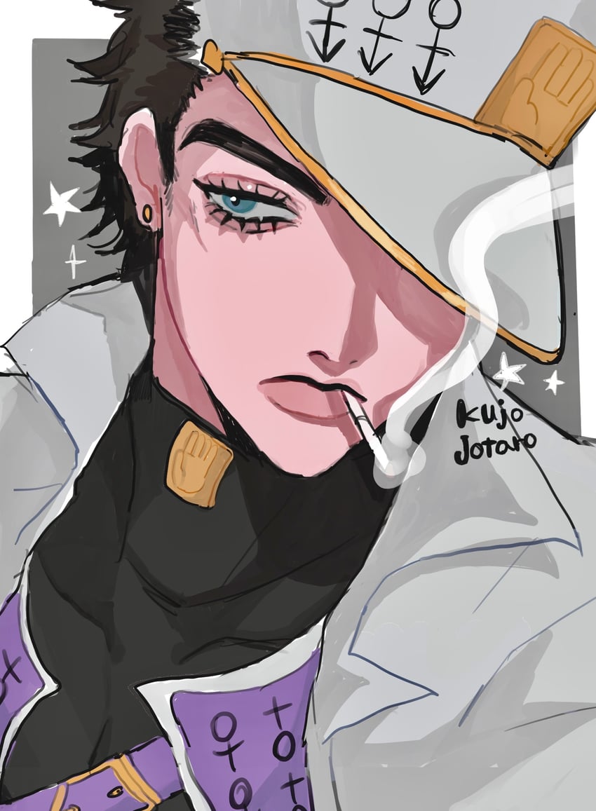 kujo jotaro (jojo no kimyou na bouken and 1 more) drawn by matubaru_chan