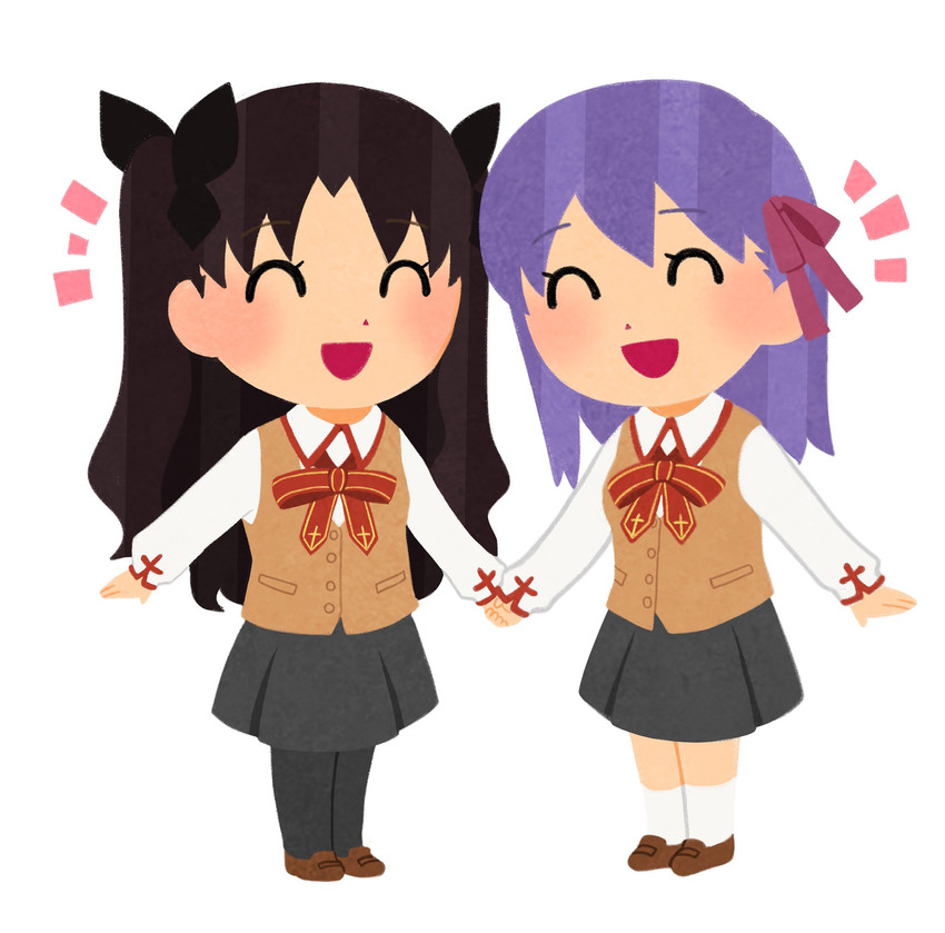tohsaka rin and matou sakura (fate and 2 more) drawn by tsubuta_hiro