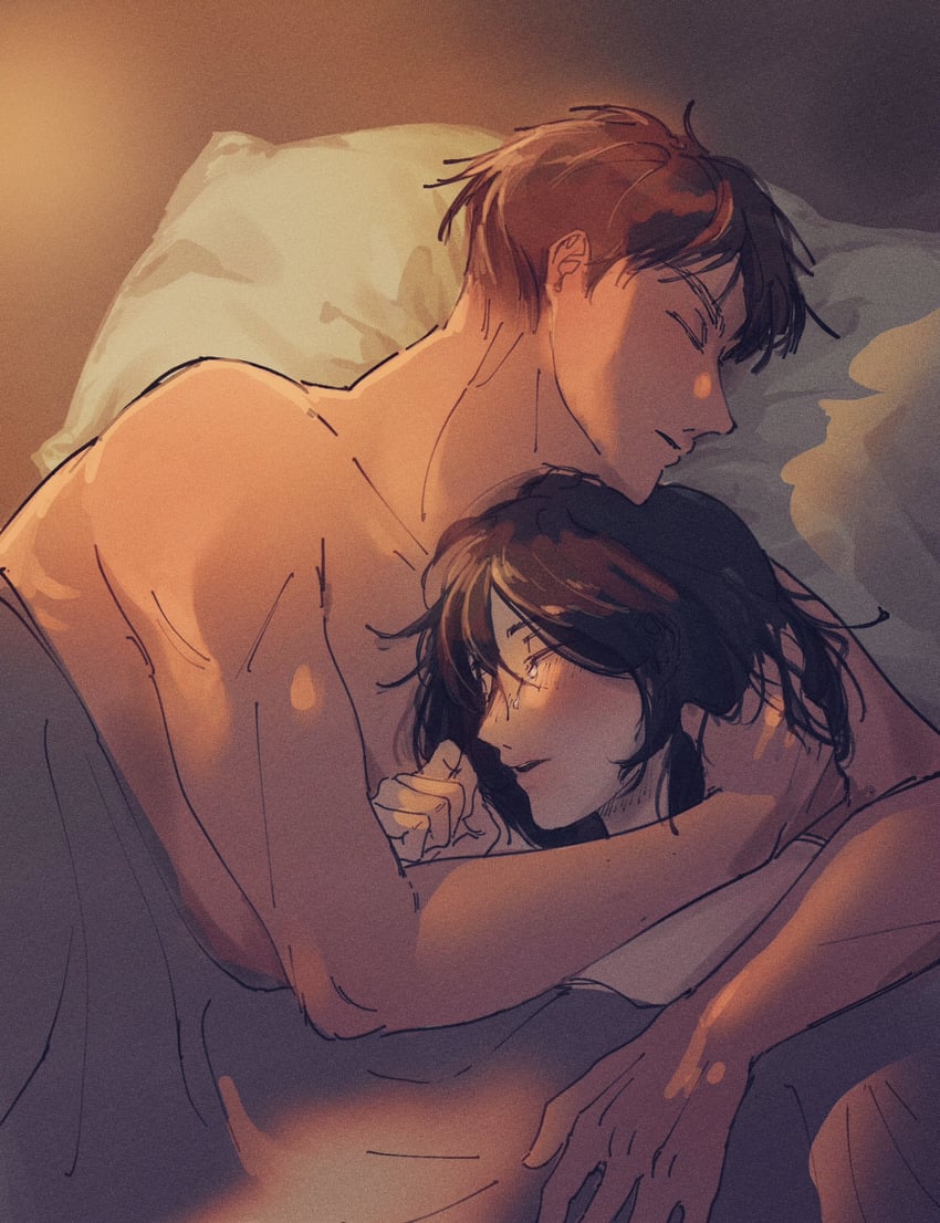 mikasa ackerman and eren yeager (shingeki no kyojin) drawn by mifan4707
