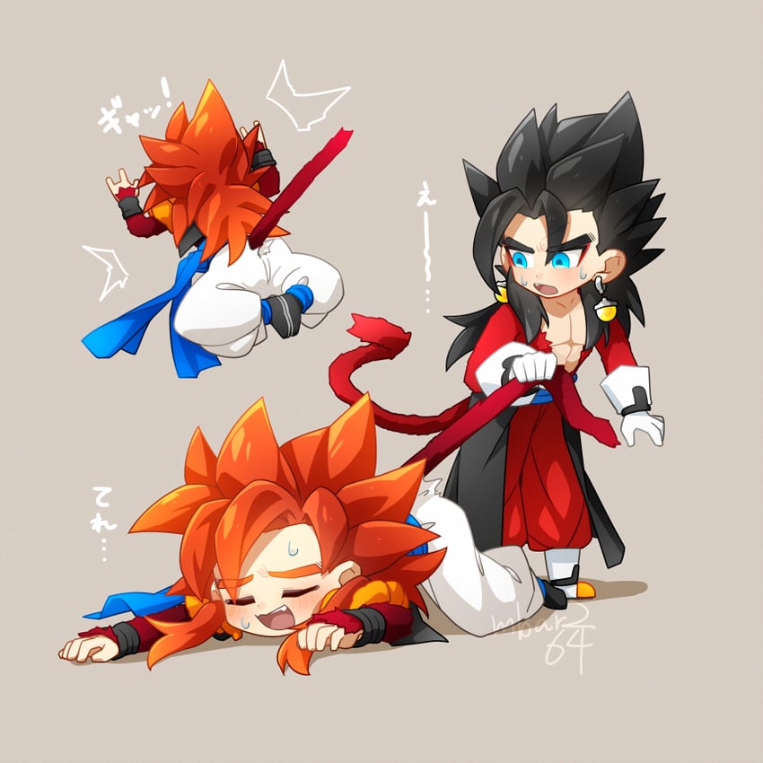 gogeta and vegetto (dragon ball and 2 more) drawn by gamubanku