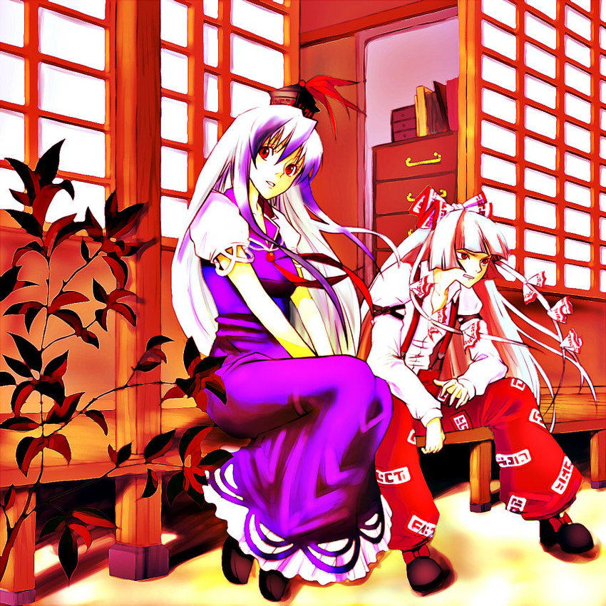 fujiwara no mokou and kamishirasawa keine (touhou) drawn by arioto