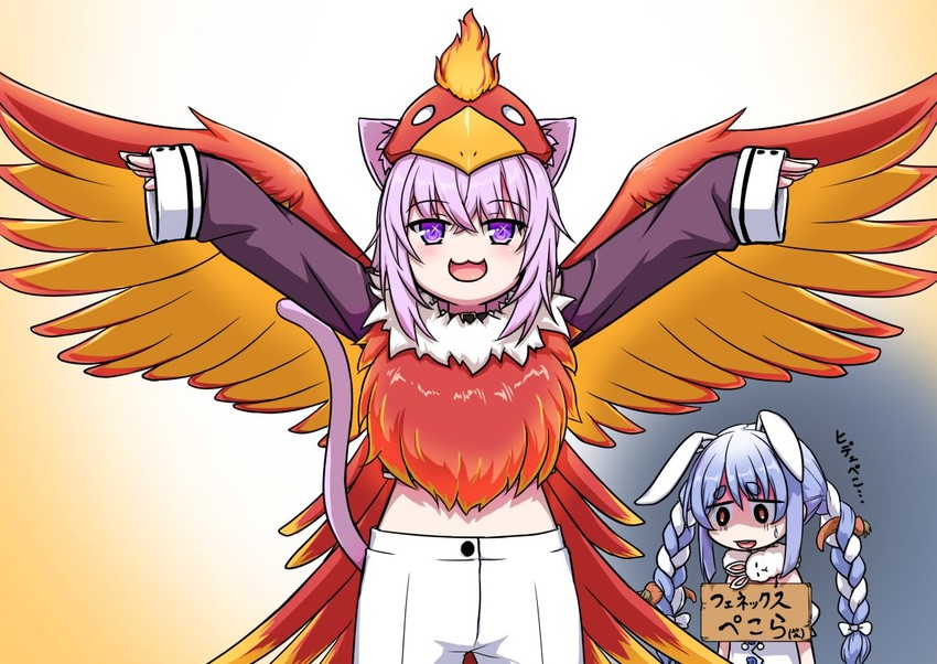 usada pekora, nekomata okayu, and don-chan (hololive) drawn by kagelantern