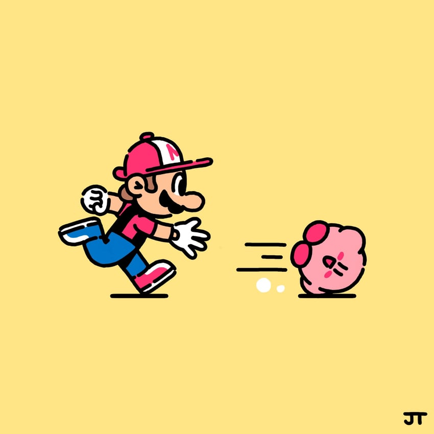 kirby and mario (mario and 1 more) drawn by james_turner