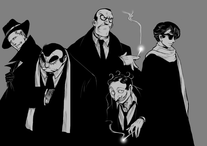 rock, ham egg, acetylene lamp, marukubi boon, and kusai skunk (black jack and 2 more) drawn by warainaku