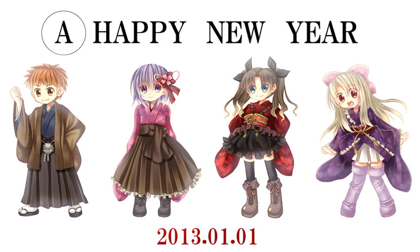 tohsaka rin, illyasviel von einzbern, emiya shirou, and matou sakura (fate and 2 more) drawn by hyakko_yuo