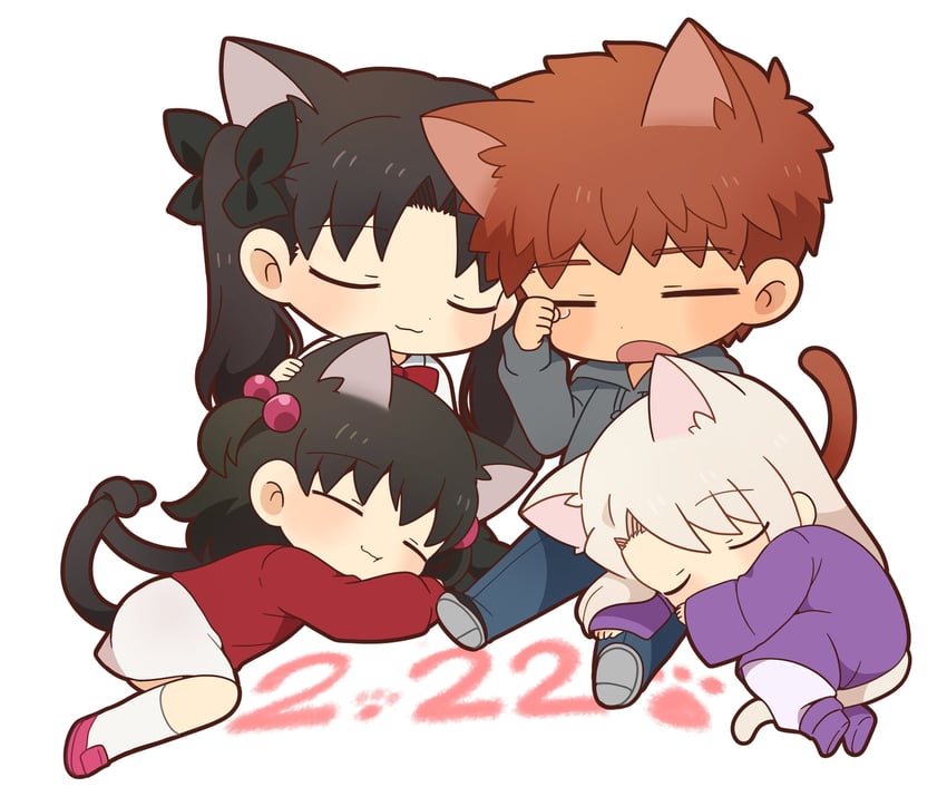 tohsaka rin, illyasviel von einzbern, emiya shirou, matou sakura, and tohsaka sakura (fate and 1 more) drawn by tsubuta_hiro