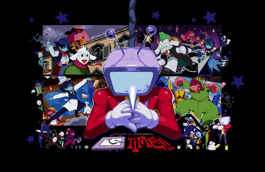 undyne, toriel, ralsei, ant tenna, spamton g. spamton, and 17 more (deltarune) drawn by bendedede