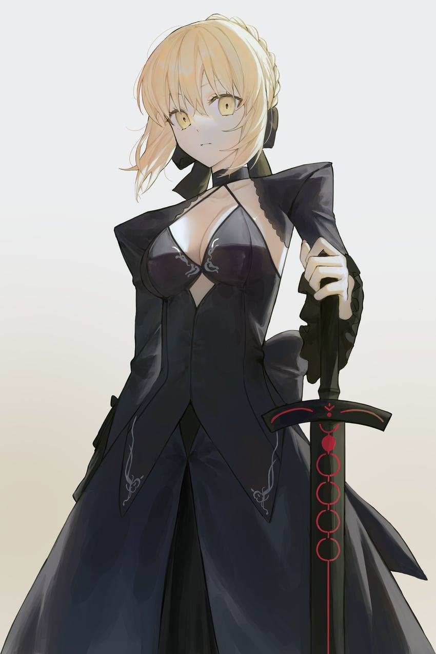 artoria pendragon and saber alter (fate and 1 more) drawn by kaze_22
