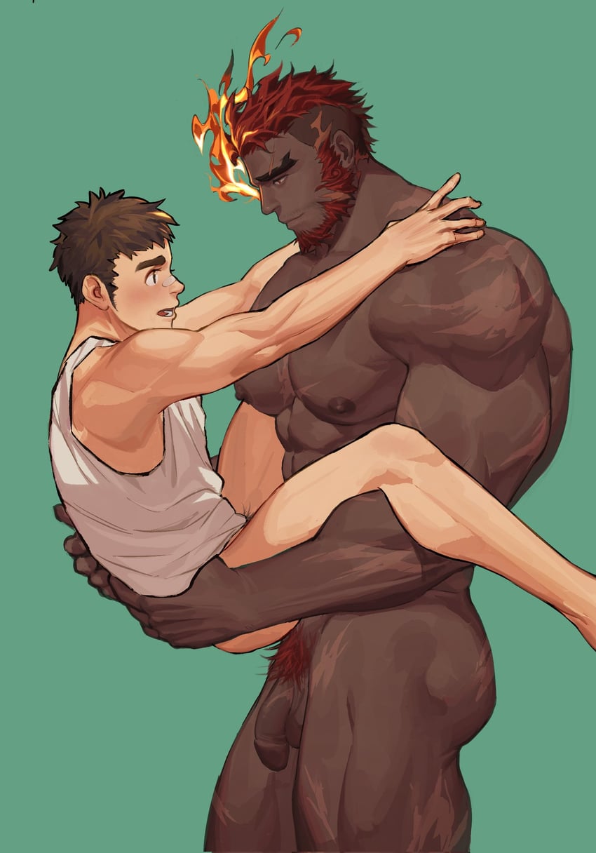 hephaestus and protagonist 1 (tokyo afterschool summoners) drawn by baimeme