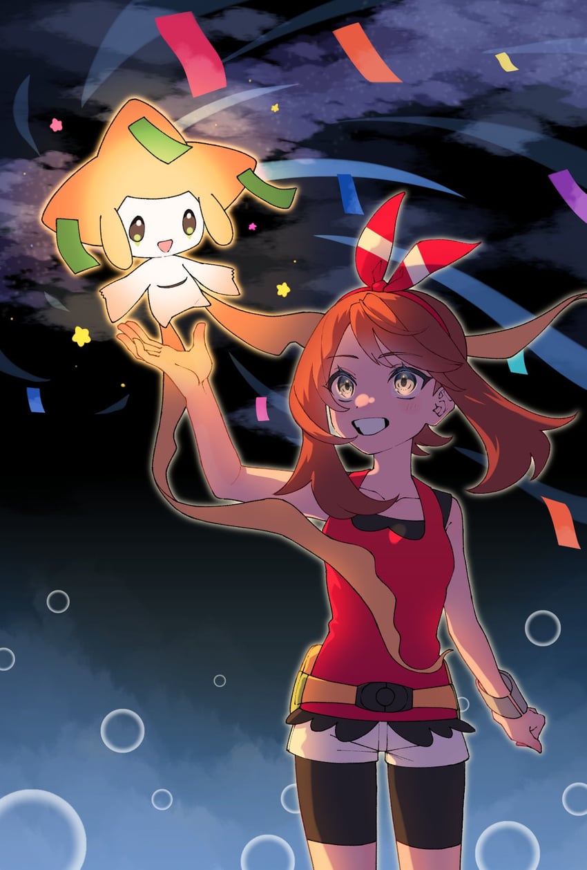 may and jirachi (pokemon and 1 more) drawn by nisanrei121
