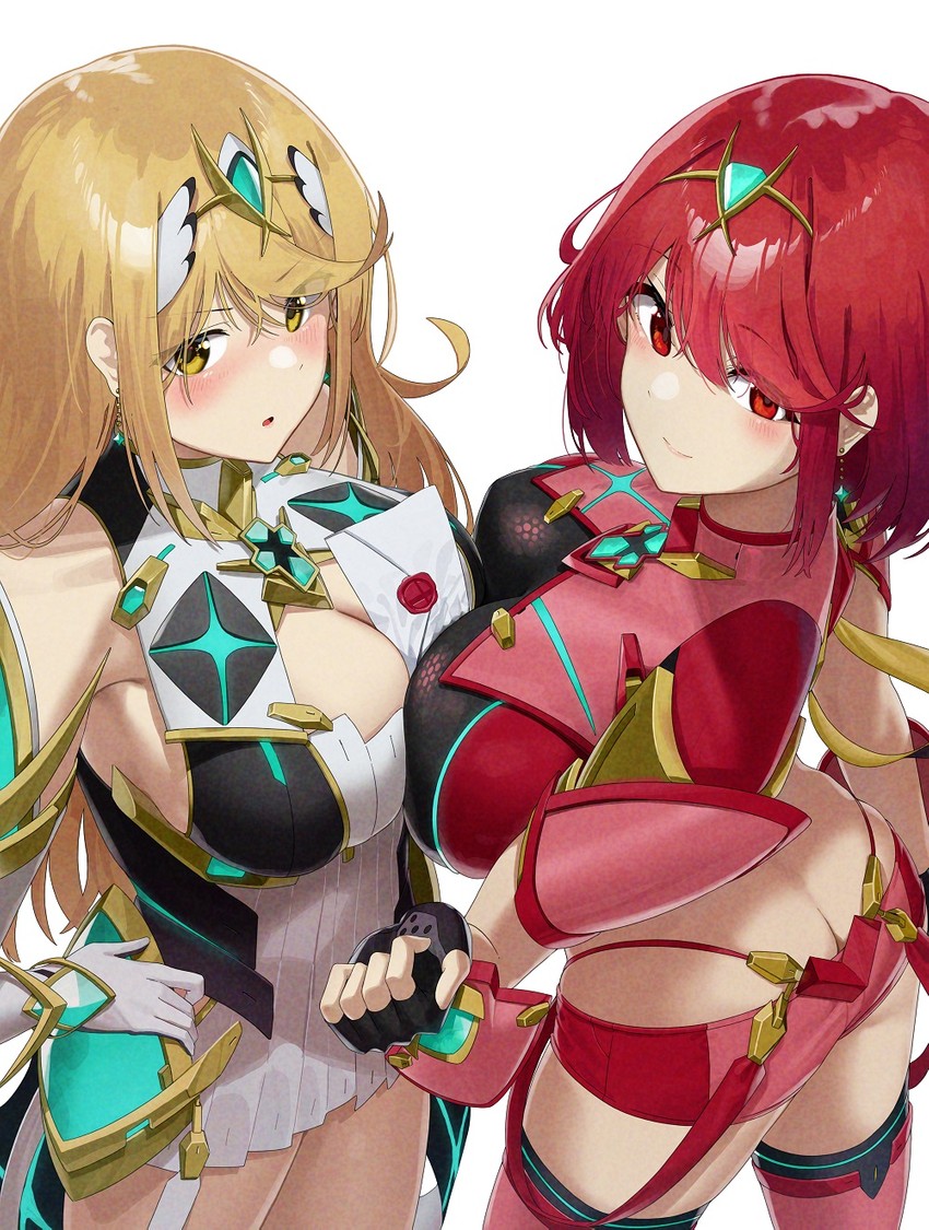 pyra and mythra (xenoblade chronicles and 2 more) drawn by noeru