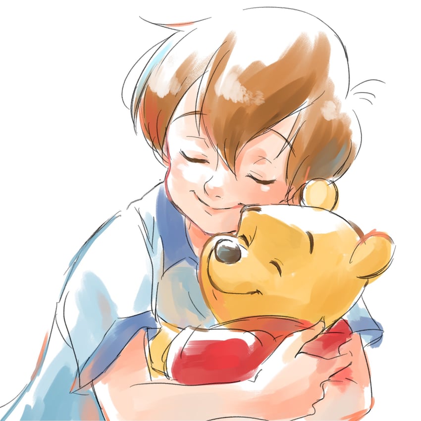 pooh and christopher robin (winnie the pooh) drawn by misoko