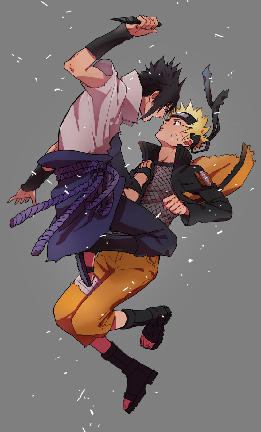 uzumaki naruto and uchiha sasuke (naruto and 1 more) drawn by yunopan_chako