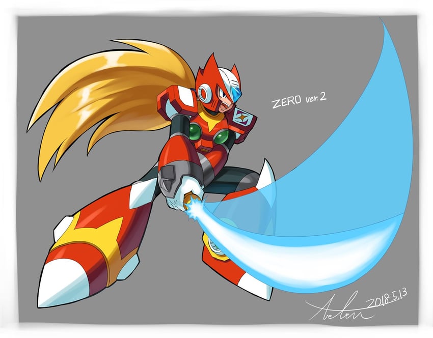 zero (mega man and 1 more) drawn by kamiyama_teten