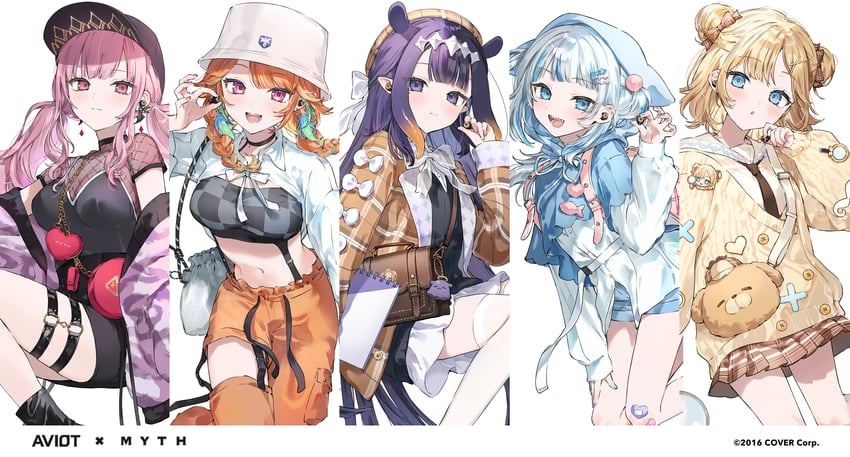 gawr gura, mori calliope, ninomae ina'nis, takanashi kiara, watson amelia, and 2 more (hololive and 1 more) drawn by nekoyashiki_pushio