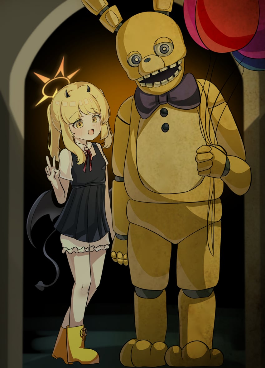 ibuki, springtrap, and spring bonnie (blue archive and 1 more) drawn by sabnak66