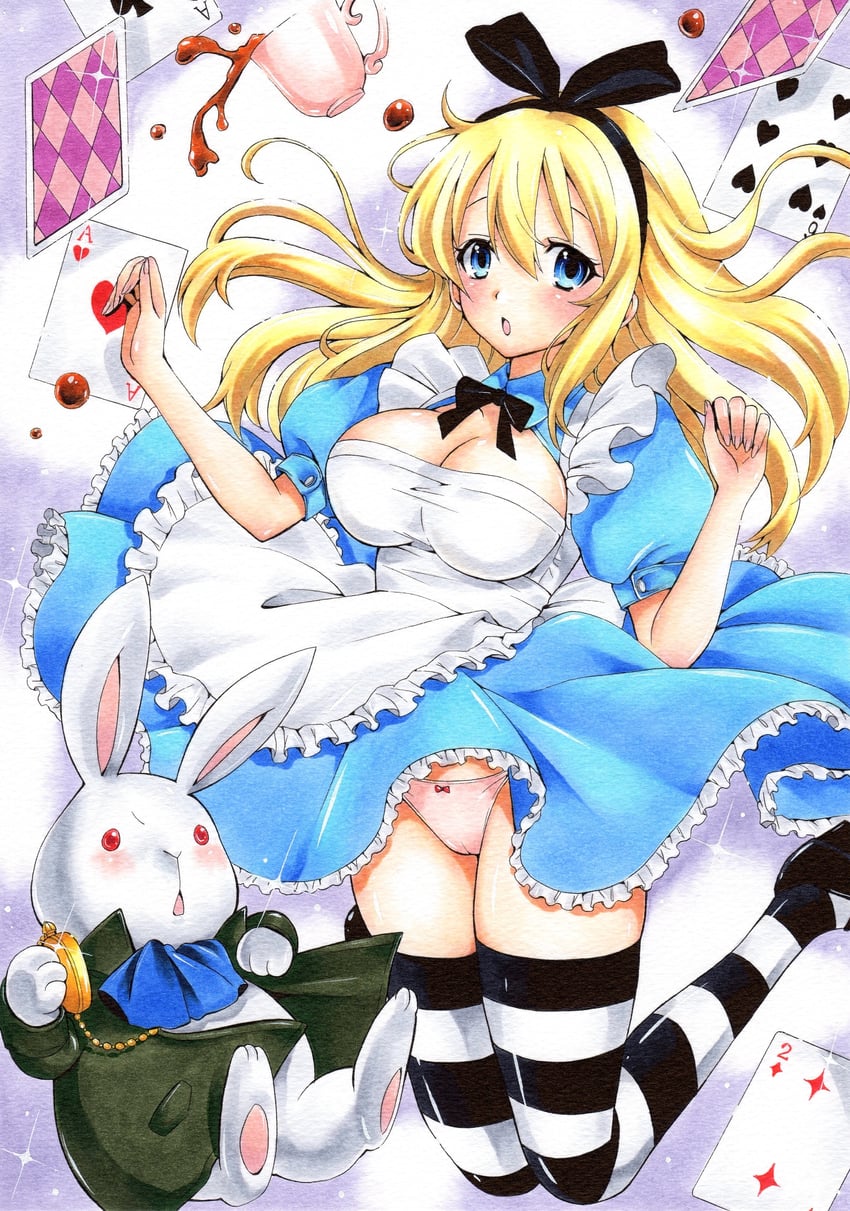 alice and white rabbit (alice's adventures in wonderland) drawn by hmdark-9