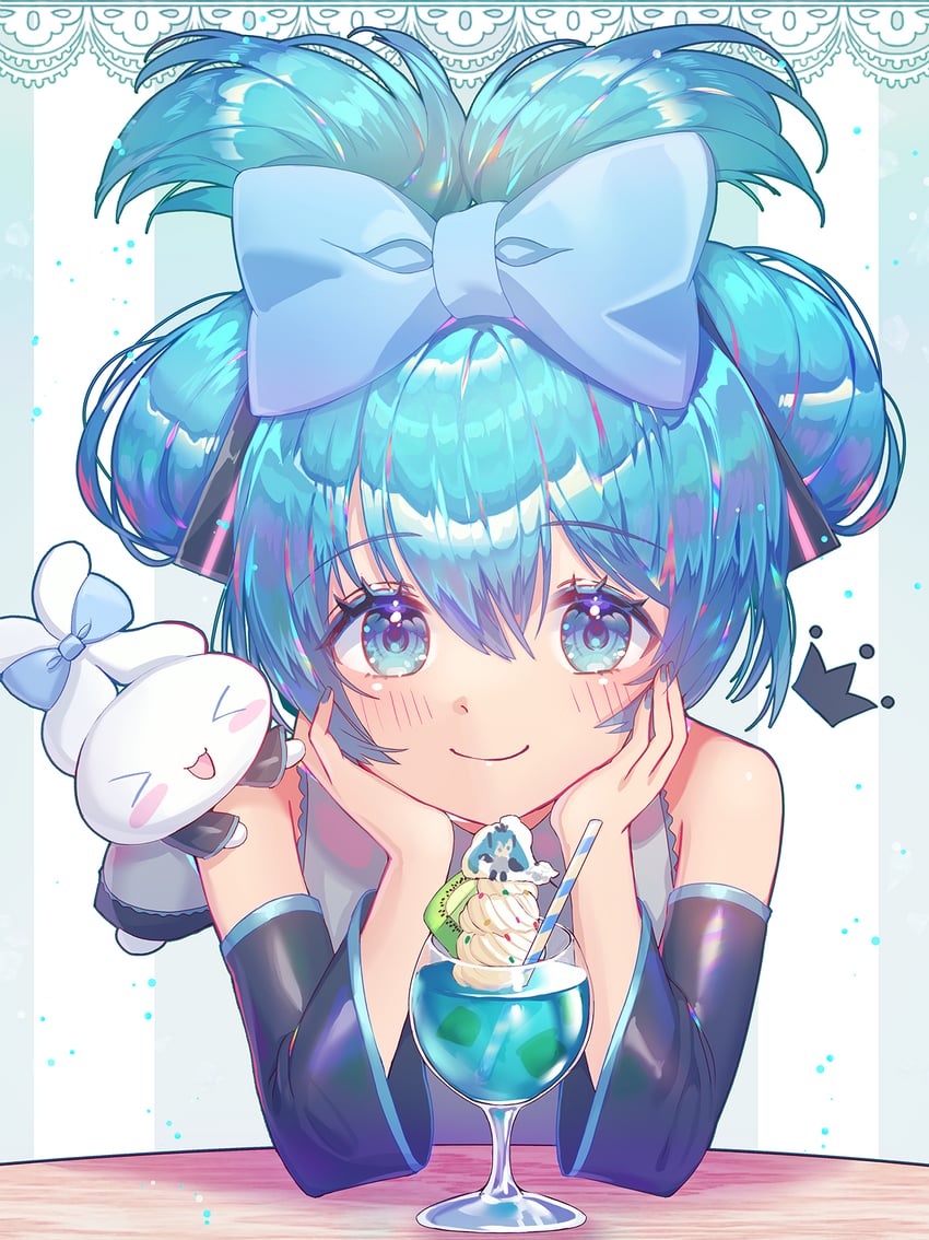 hatsune miku, cinnamoroll, and cinnamiku (vocaloid and 2 more) drawn by kozou_kazaru