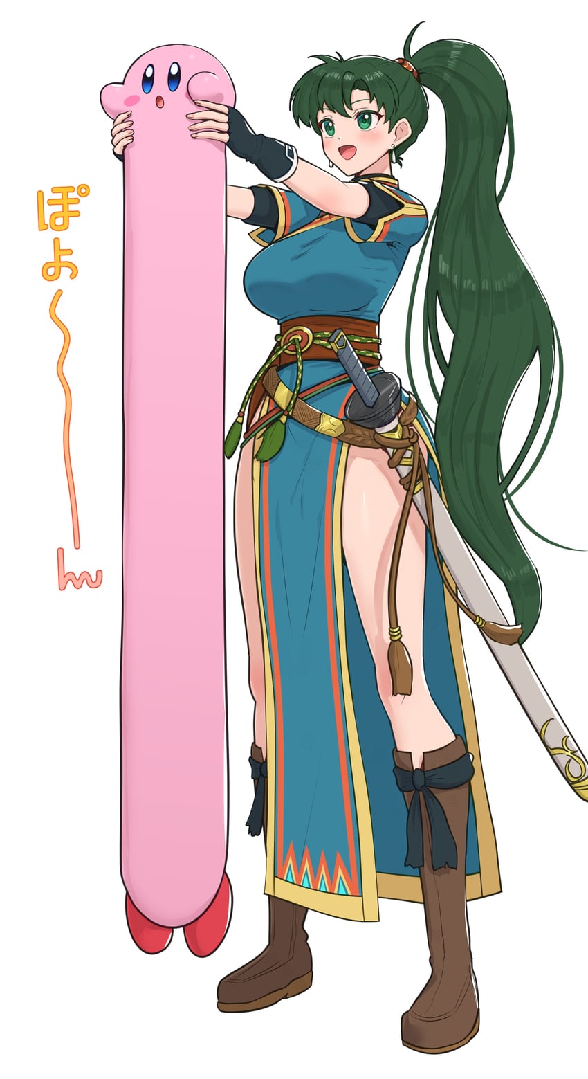 kirby and lyn (fire emblem and 2 more) drawn by gonzarez
