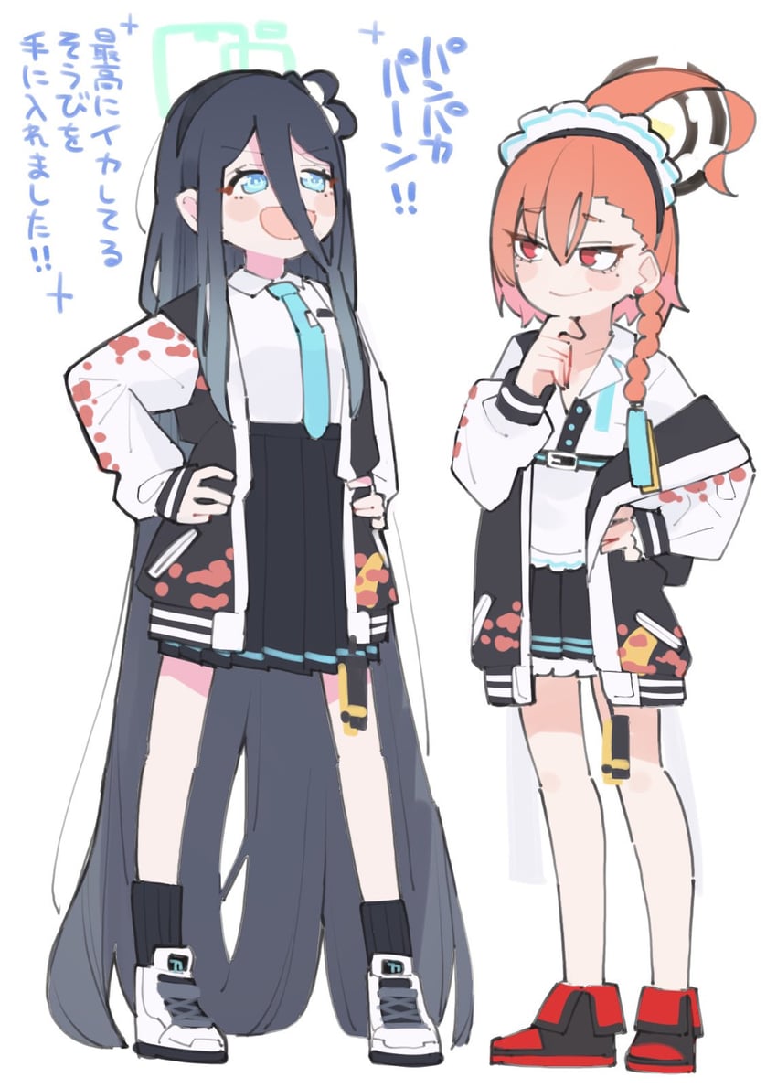 aris and neru (blue archive) drawn by kamo_(kamonabe_44)