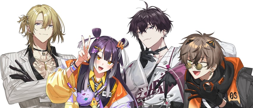 luca kaneshiro, alban knox, saiki ittetsu, and umise yotsuha (nijisanji and 1 more) drawn by kaohom503
