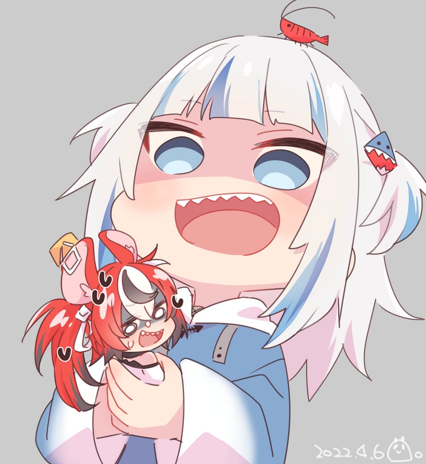 gawr gura, hakos baelz, and ebi-chan (hololive and 1 more) drawn by lia_(pandaen)