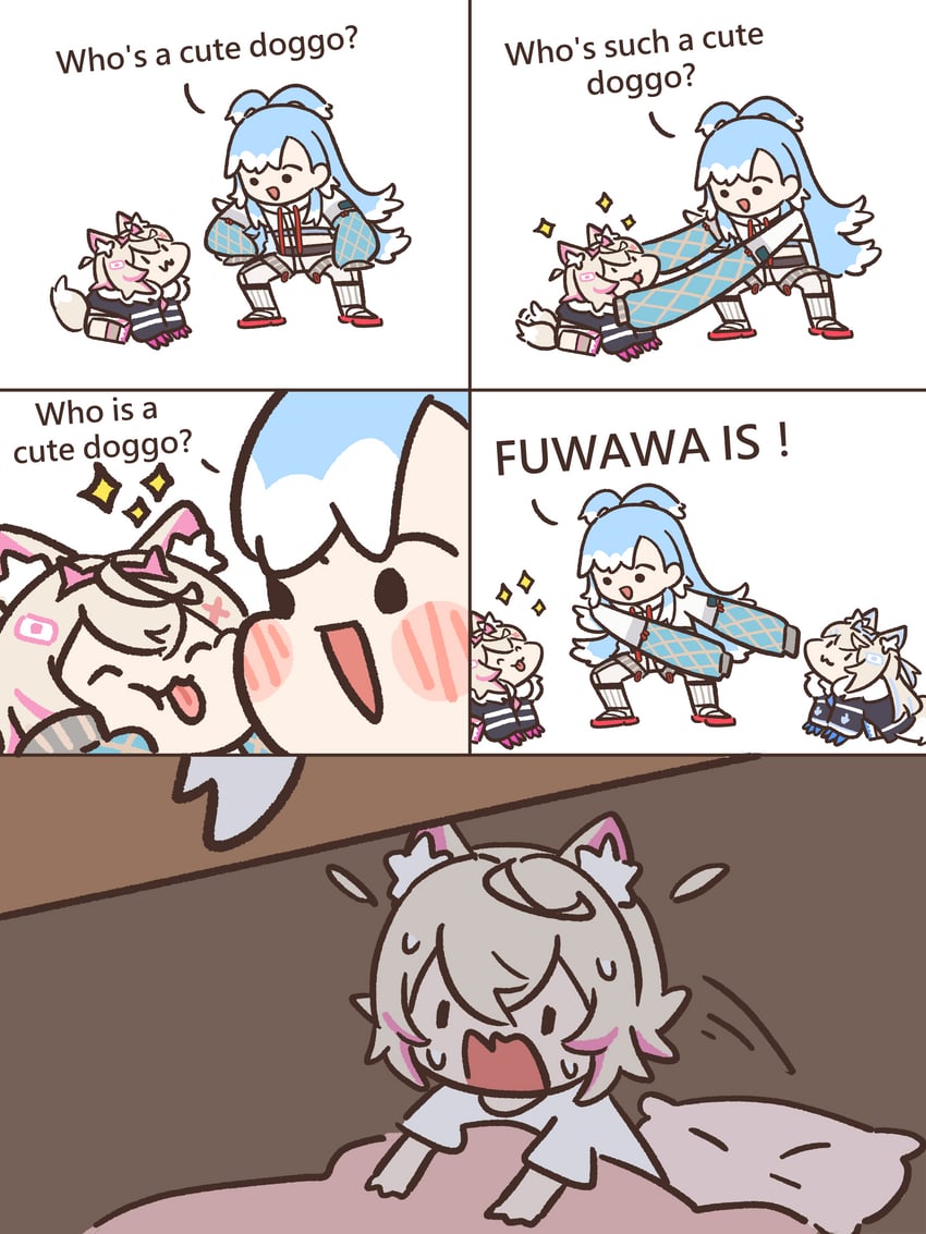 fuwawa abyssgard, mococo abyssgard, and kobo kanaeru (hololive and 2 more) drawn by bloodymoonia