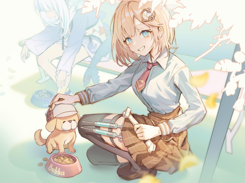 gawr gura, watson amelia, and bubba (hololive and 1 more) drawn by tag_(tf18080512)