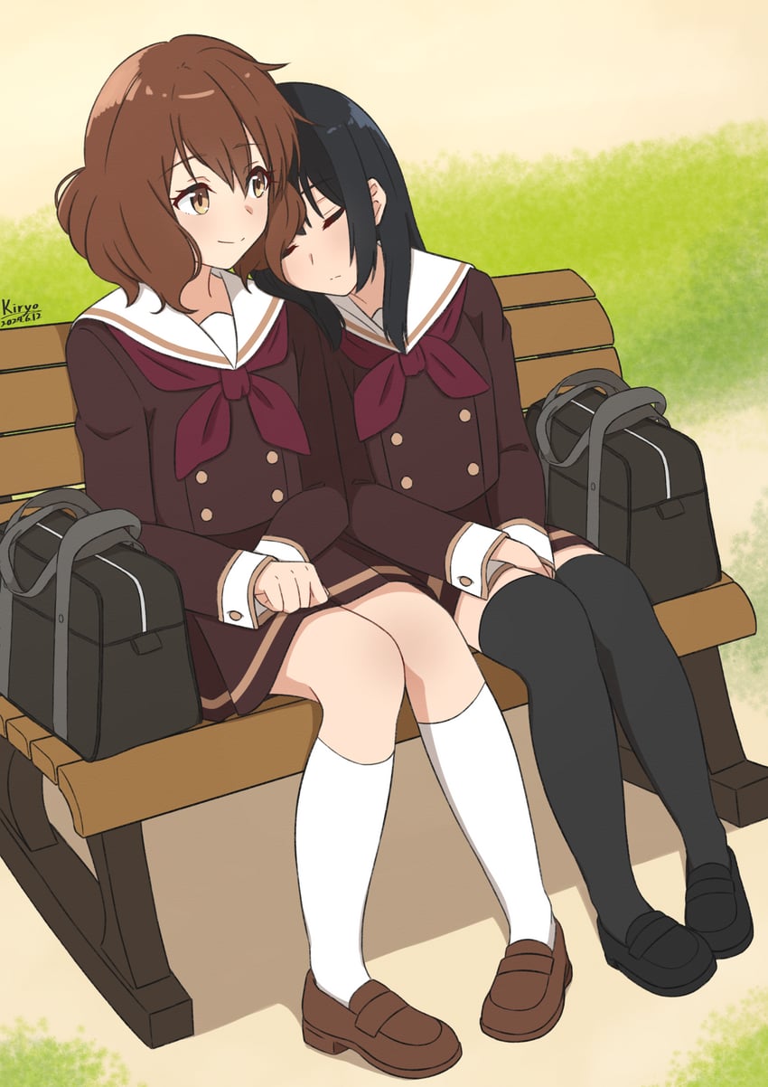 oumae kumiko and kousaka reina (hibike! euphonium) drawn by kiryo_(fcu4an)