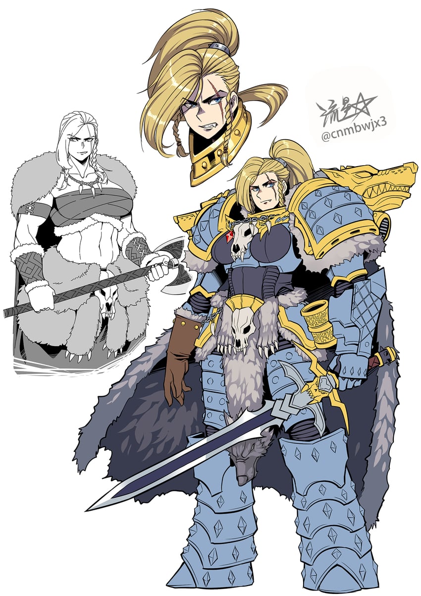 adeptus astartes and leman russ (warhammer 40k) drawn by ryuusei_(mark_ii)
