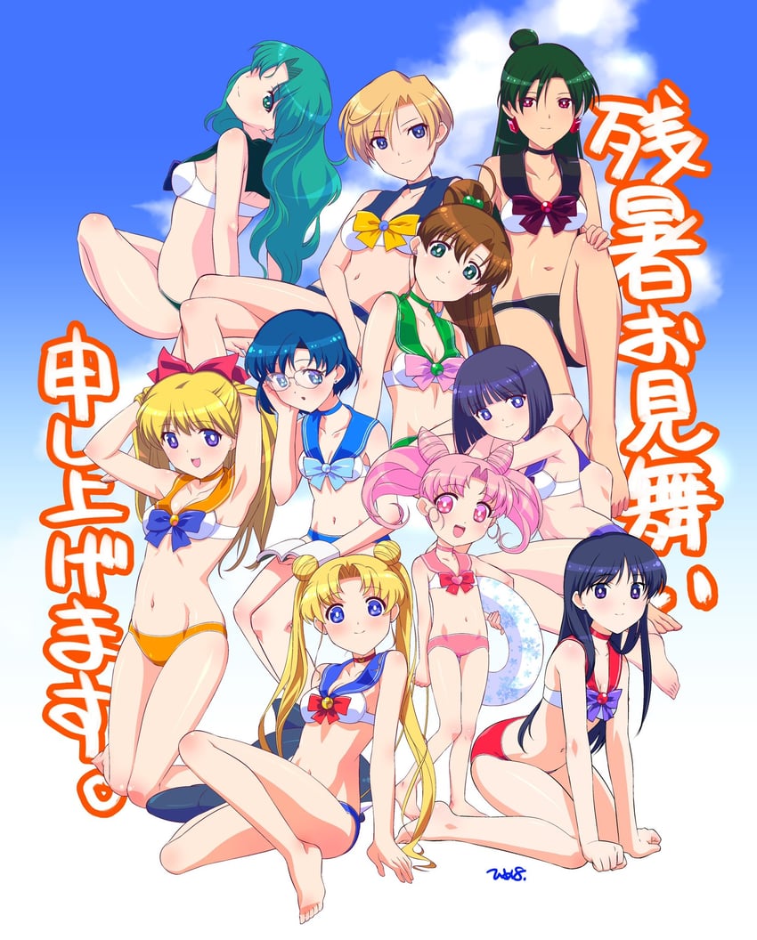 tsukino usagi, mizuno ami, aino minako, hino rei, kino makoto, and 5 more (bishoujo senshi sailor moon) drawn by himehachi_(hime8manga)