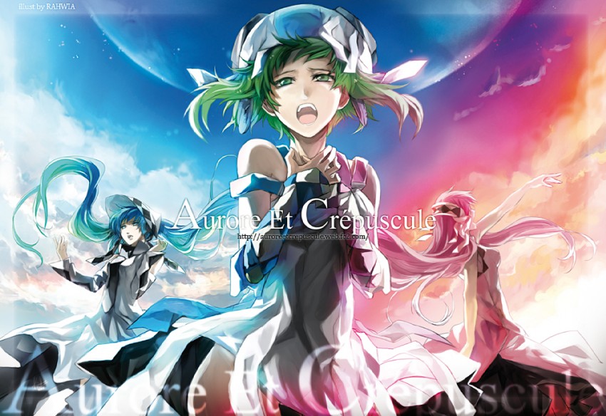 hatsune miku, megurine luka, and gumi (vocaloid) drawn by rahwia