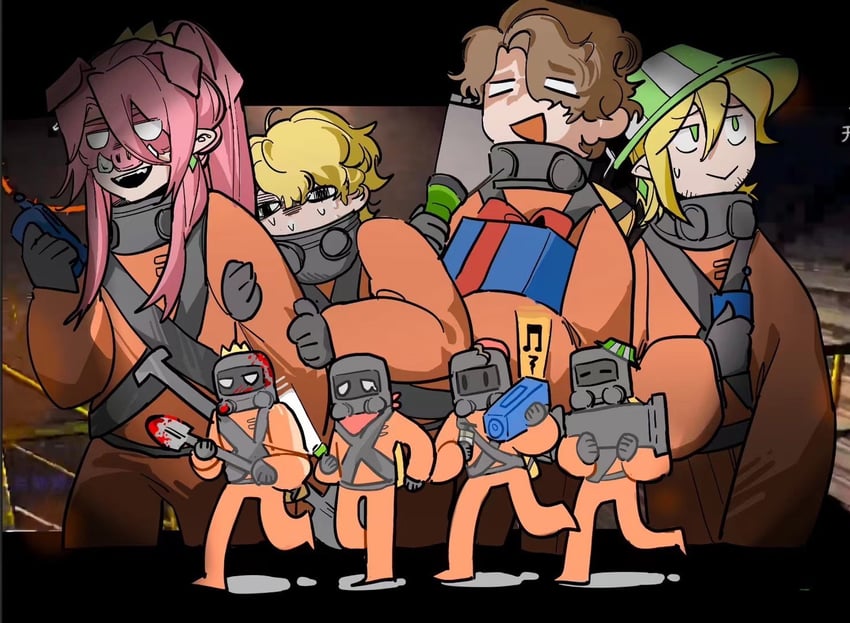 technoblade, wilbur soot, ph1lza, worker, and tommyinnit (minecraft youtube and 1 more) drawn by yaoyaoooc
