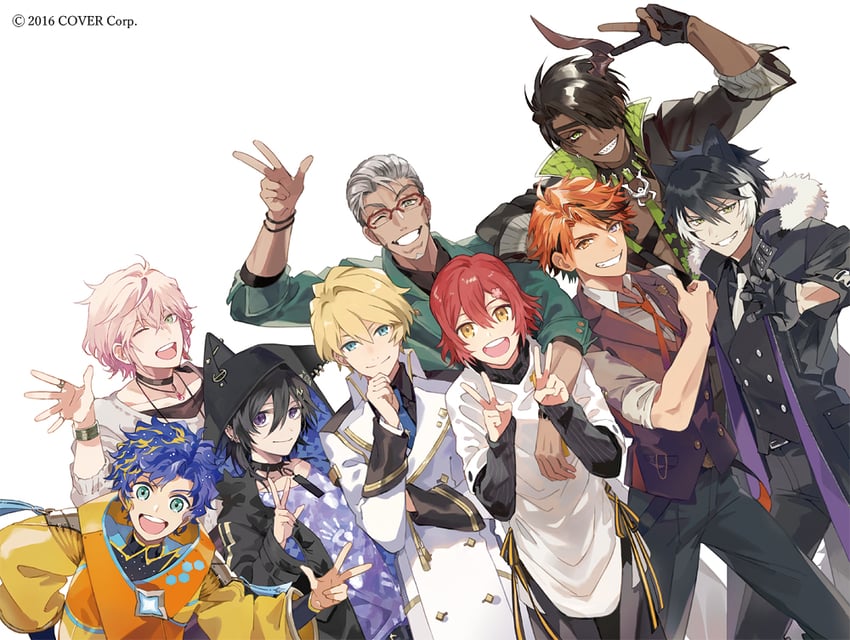 kageyama shien, astel leda, hanasaki miyabi, kanade izuru, aragami oga, and 4 more (holostars) drawn by gotou_(pixiv37128)